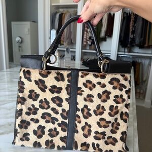 Genuine calf, skin leopard bag.